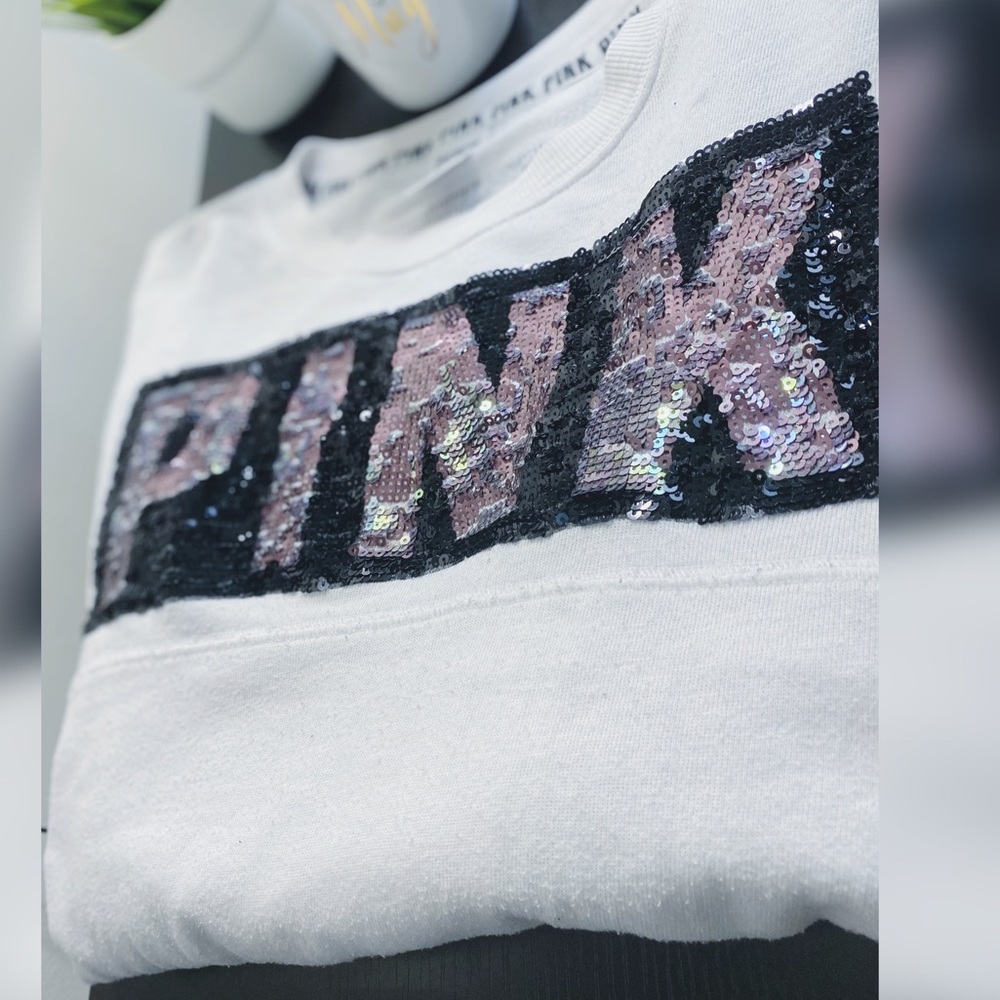 PINK Sequins Detailed Mesh Top